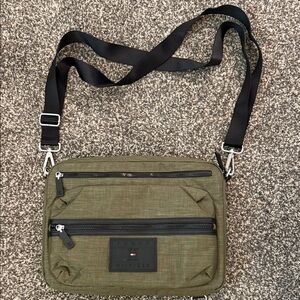 Tommy Hilfiger Olive Messenger Bag with Black Strap